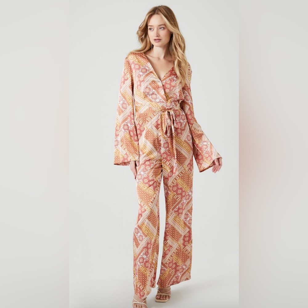 Satin Ornate Print Jumpsuit